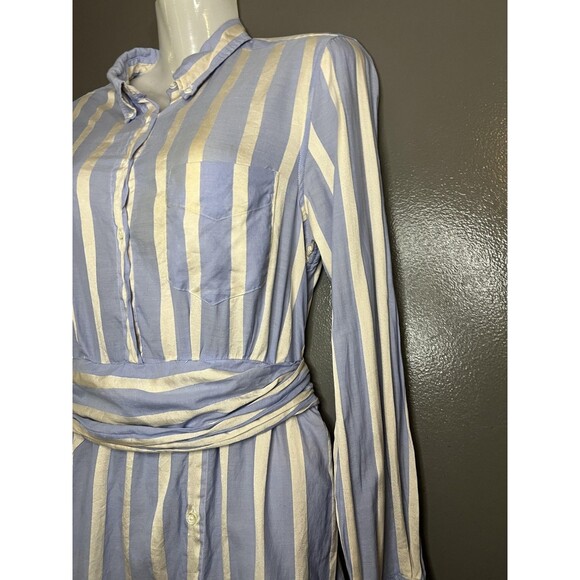 GANT Rugger Shirt Dress Womens Large Blue White Striped Belted Button Front - Picture 5 of 15